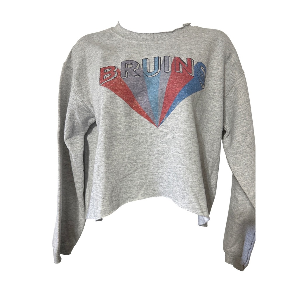 Mamie Ruth Graphic Sweatshirt Juniors Size S Cropped Light Grey Bruins Pullover